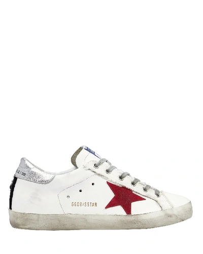 Golden Goose Superstar Leather Low-top Sneakers In White-ribbon-red Star