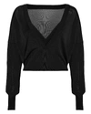 DION LEE Sheer Knit V-Neck Top,A7280P19-BLK