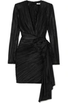 GIVENCHY BOW-EMBELLISHED PLISSÉ-SATIN MINI DRESS