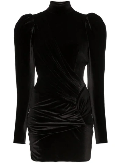 Alexandre Vauthier Puff-shoulder Gathered Mini-dress - 黑色 In Black