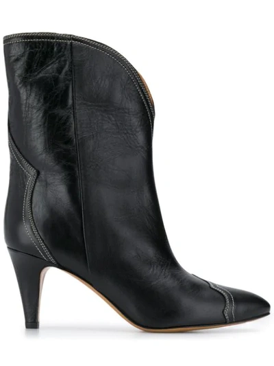Isabel Marant Dythey Leather Ankle Boots In Black