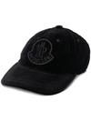 MONCLER MONCLER VELVET LOGO CAP - 黑色