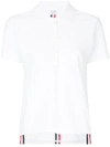 THOM BROWNE THOM BROWNE RELAXED FIT SHORT SLEEVE POLO WITH CENTER BACK RED, WHITE AND BLUE STRIPE IN CLASSIC PIQ,FJP014A0005012550959