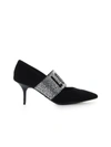 LOVE MOSCHINO BLACK SUEDE PUMP WITH RHINESTONES LOGO,11008293