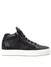 GIUSEPPE ZANOTTI BLACK LEATHER JUSTY SNEAKERS,11007907