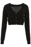 Dolce & Gabbana Cropped V Neck Cashmere Knit Cardigan In Nero (black)