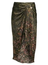 MOTHER OF PEARL Emma Camo Floral Ruched Midi Skirt