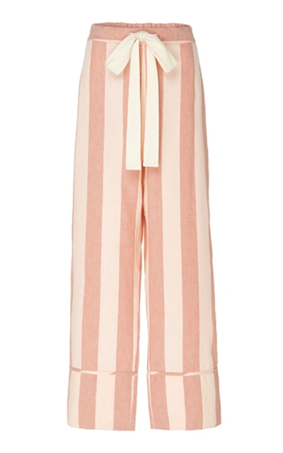 Lee Mathews Sufi Striped Linen-blend Trousers In Pink