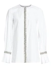 CAROLINA HERRERA Embellished Puff-Sleeve Tunic Blouse