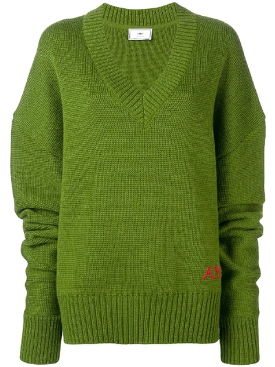 Ami Alexandre Mattiussi Women's V Neck Oversize Sweater In Green