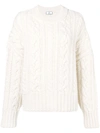 AMI ALEXANDRE MATTIUSSI WOMEN'S CREWNECK CABLE KNIT OVERSIZE SWEATER,H19FK02500713817044