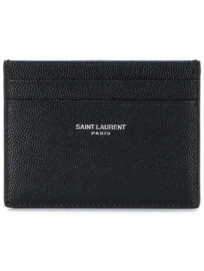 Saint Laurent 黑色 Grain De Poudre 卡包 In Black