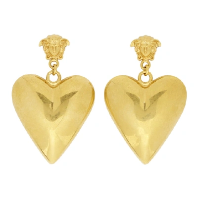 Versace Medusa Charm And Heart Pendant Earring - 金色 In Gold