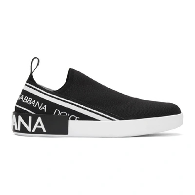 Dolce & Gabbana Dolce And Gabbana Black And White Portofino Slip-on Sneakers