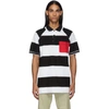 BURBERRY BURBERRY BLACK AND WHITE OVERSIZED RUGBY STRIPE POLO
