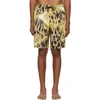 VERSACE VERSACE UNDERWEAR WHITE AND GOLD ANIMAL SWIM SHORTS