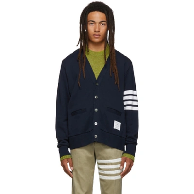 Thom Browne Four-bar Sleeve-stripe Cotton Cardigan In Navy