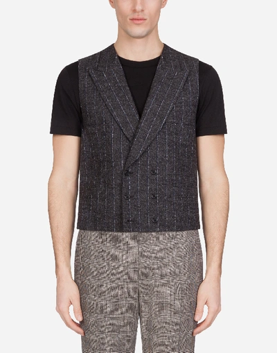 Dolce & Gabbana Pin-stripe Wool Vest In Multi-colored