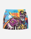 DOLCE & GABBANA SHORT SWIMMING TRUNKS WITH SUPERHERO KING PRINT