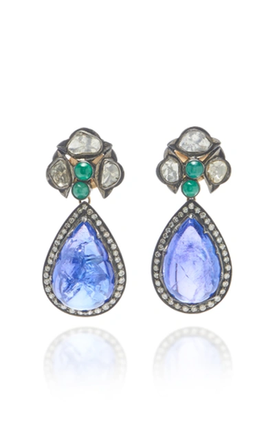 Amrapali Multi Stone Blue Drop Earrings In Purple