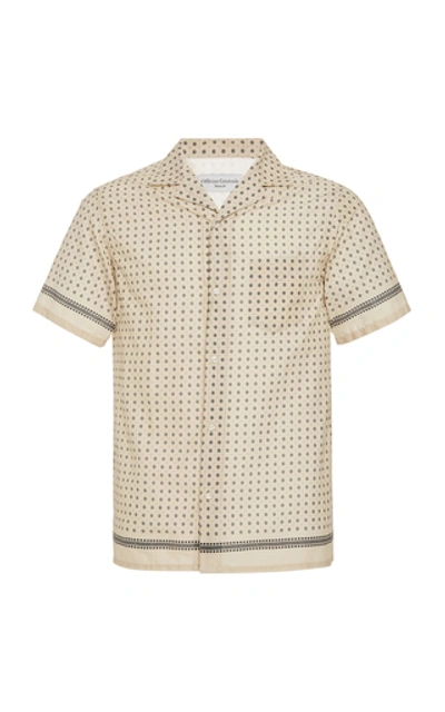 Officine Generale Dario Camp-collar Printed Cotton Shirt In Neutrals