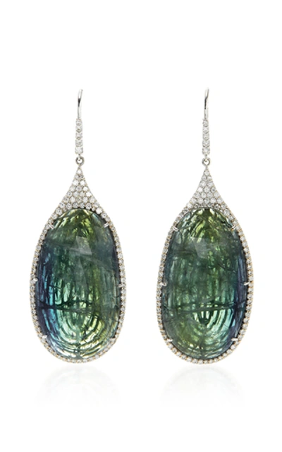 Amrapali Tanzanite Emerald And White Diamond Drop Earrings In Blue