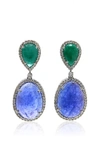 AMRAPALI EMERALD AND TANZANITE DROP EARRINGS,YED394D