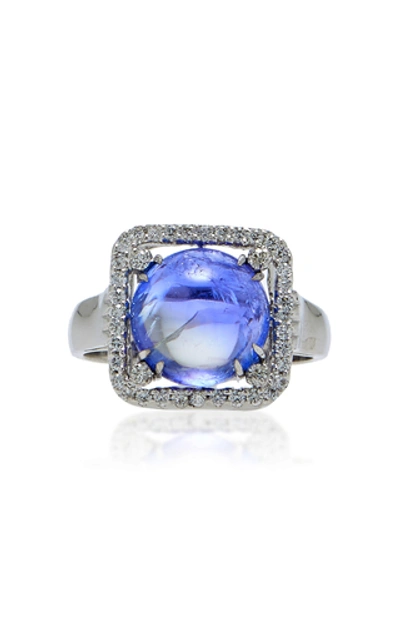 Amrapali Tanzanite And 18k Diamond Cocktail Ring In Blue