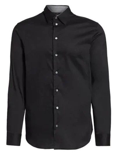 Emporio Armani Solid Sport Shirt In Black