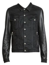 BALMAIN Denim & Leather Jean Jacket