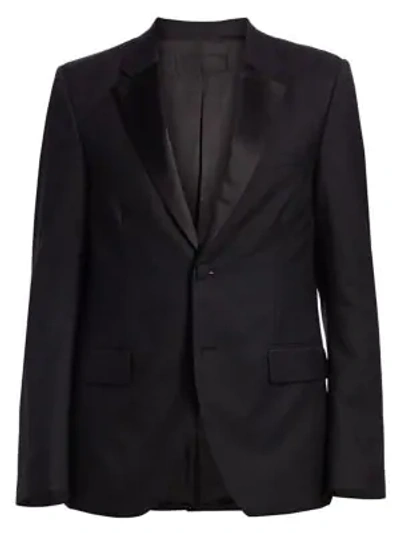 Helmut Lang Virgin Wool Notch Lapel Tuxedo Jacket In Black