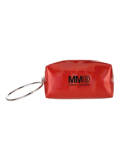Mm6 Maison Margiela Mm6 Large Logo Print Pouch In Red