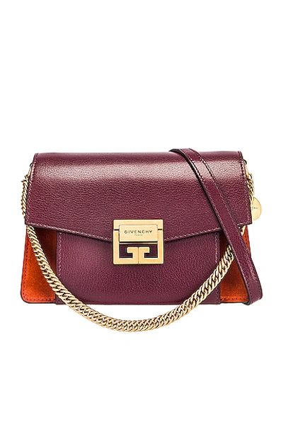 Givenchy Small Leather & Suede Gv3 In Burgundy & Red