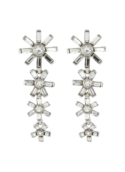 Kenneth Jay Lane Glass Crystal Floral Drop Earrings