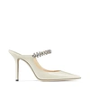 Jimmy Choo Bing 100 Crystal-embellished Patent-leather Mules In Linen