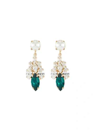 Anton Heunis Pearl Stud Clustered Swarovski Crystal Drop Earrings