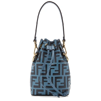 Fendi Mon Tresor Mini Monogrammed Bucket Bag In Blue