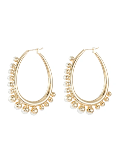 Anton Heunis Swarovski Pearl Oval Hoop Earrings In Metallic