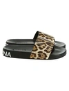 DOLCE & GABBANA Leopard Leather Pool Slide Sandals