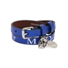 ALEXANDER MCQUEEN Blue logo-print leather wrap bracelet
