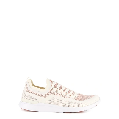 Apl Athletic Propulsion Labs Techloom Breeze White And Black Knitted Sneakers In Terracotta