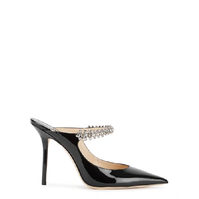 Jimmy Choo Black Pumps With Crystal Strap In Patent Leather Woman In Multi