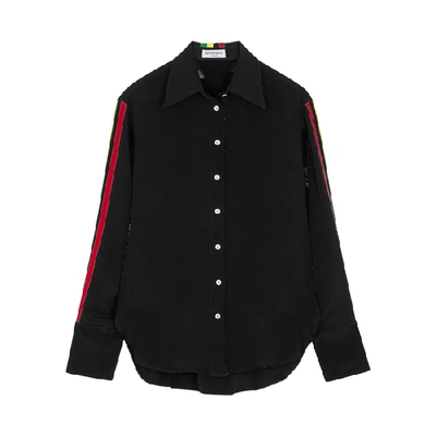 Serena Bute Black Striped Silk Shirt In Black And Other