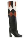 FERRAGAMO Antea Patchwork Knee-High Leather Boots