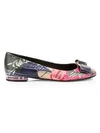 Ferragamo Varina Floral-print Leather Ballet Flats In Susanne