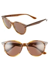 Ray Ban Phantos 53mm Round Sunglasses In Stripped Havana/ Brown Solid
