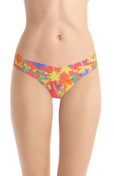 Commando Print Microfiber Thong In Neon Palms