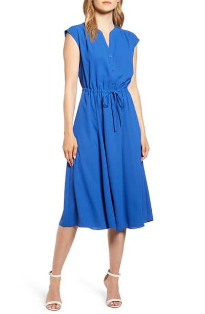 Anne Klein Cap Sleeve Midi Dress In Cezanne Blue