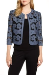 ANNE KLEIN FLOWER APPLIQUE CARDIGAN,10726544