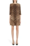 DOLCE & GABBANA LEOPARD PRINT CADY CREPE SHIFT DRESS,F6E6WTFS2A3